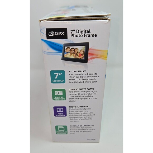 GPX 7" Digital Photo Frame TFT LCD Clock Calendar SD Card and USB with Box Guide - Picture 15 of 16